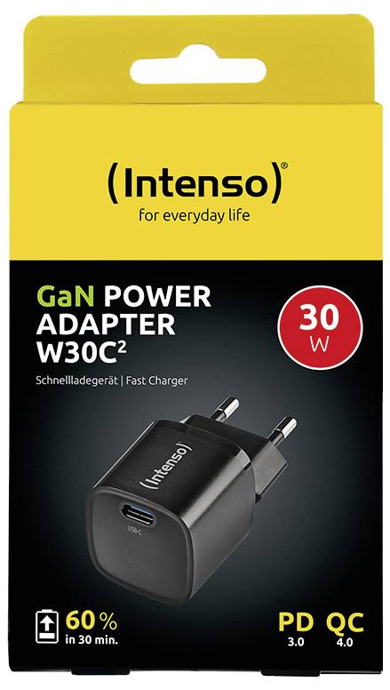 Intenso Power Adapter W30C² black USB-s töltőkészülék 30 W Beltér Kimeneti áram (max.) 3 A USB-C® Ki 2. kép