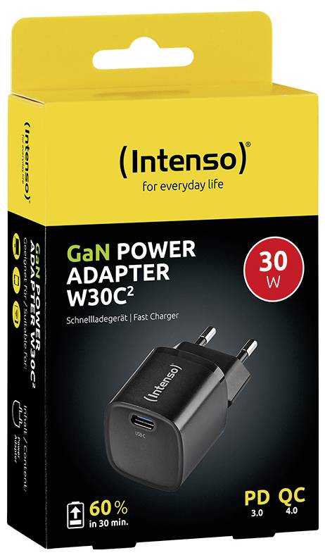 Intenso Power Adapter W30C² black USB-s töltőkészülék 30 W Beltér Kimeneti áram (max.) 3 A USB-C® Ki 3. kép