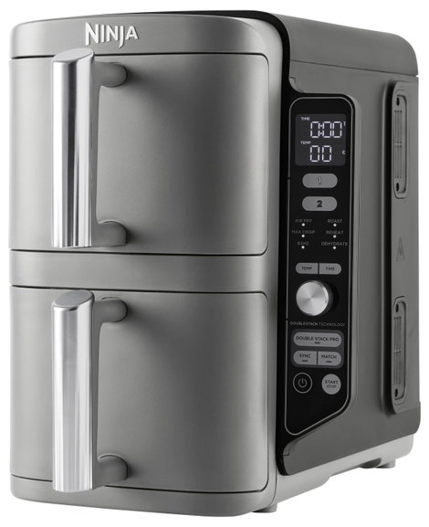 Ninja Double Stack XL 2 Forrólevegős fritőz 9.5 l 2470 W Fekete 4. kép