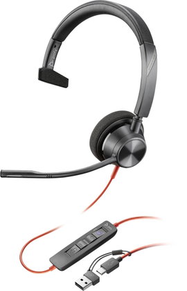 HP Poly Blackwire C3310-M Számítógép On Ear headset Vezetékes Mono Fekete mikrofon zajelnyomás, Nois