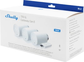 Shelly 3x Blu TRV & Blu Gateway Gen3 Gateway, Fűtőtest termosztát Bluetooth Low Energy, Wi-Fi