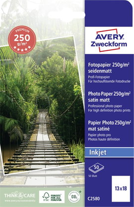 Avery-Zweckform Premium C2580 Fénykép papír 13 x 18 cm 250 g/m² 50 lap Selyem matt