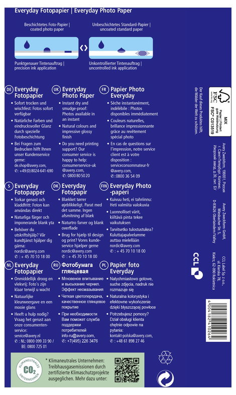 Avery-Zweckform Everyday C2570-100 Fénykép papír 10 x 15 cm 180 g/m² 100 lap Fényes 2. kép