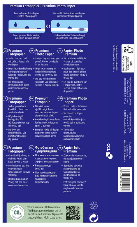 Avery-Zweckform Premium C2550-20 Fénykép papír 10 x 15 cm 250 g/m² 20 lap Magasfényű 2. kép