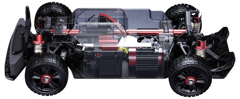 MJX Hyper GO Fekete Brushless 1:14 RC modellautó Elektro Rally 4WD RtR 2,4 GHz Akkuval és töltőkábel 5. kép