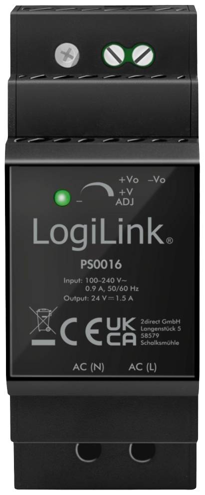 LogiLink PS0016 Kalapsínes tápegység 24 V 1.5 A 36 W Tartalom, tartalmi egységek rendelésenként 1 db 2. kép