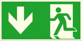 Menekülési útvonal tábla Alumínium Vészkijárat balra, lefelé SafetyMarking 15.A1015 (Sz x Ma) 300 mm