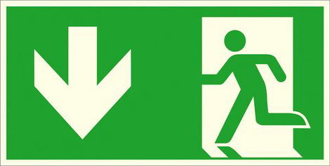 Menekülési útvonal tábla Alumínium Vészkijárat balra, lefelé SafetyMarking 15.A1015 (Sz x Ma) 300 mm