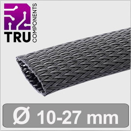 TRU COMPONENTS TC-13377560 T24CA106 Fonat védőtömlő Fekete Poliészter 10 - 27 mm méteráru