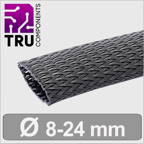TRU COMPONENTS TC-13377556 T24CA105 Fonat védőtömlő Fekete Poliészter 8 - 24 mm méteráru