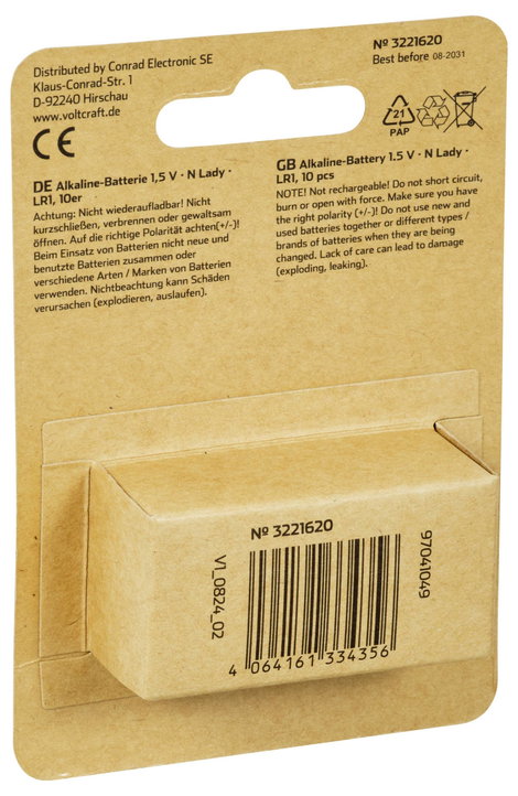 Ladyelem VOLTCRAFT VC-16108100 Alkáli mangán 880 mAh 1.5 V 10 db 4. kép