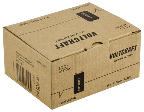 VOLTCRAFT VC-16107985 9V-os elem Alkáli mangán 550 mAh 9 V 20 db 3. kép