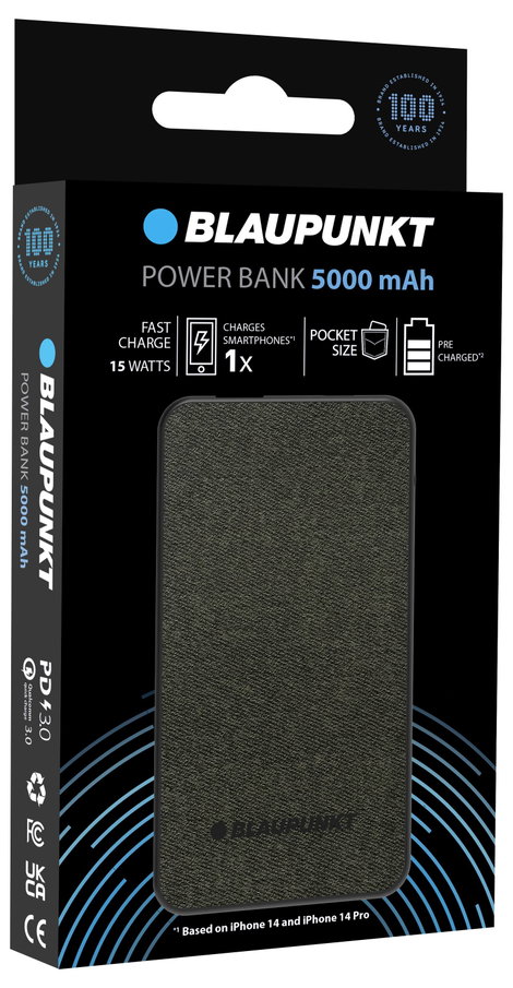 Blaupunkt Powerbank 5000 mAh Power Delivery 3.0, Quick Charge 3.0 LiPo Fekete 4. kép