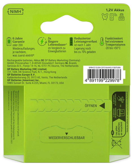 GP Recharge Ceruzaakku NiMH 2100 mAh 1.2 V 4 db 3. kép