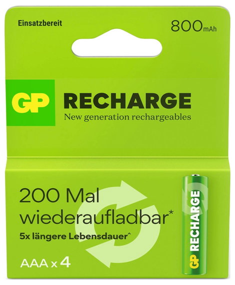 GP Recharge Mikroakku NiMH 800 mAh 1.2 V 4 db 2. kép