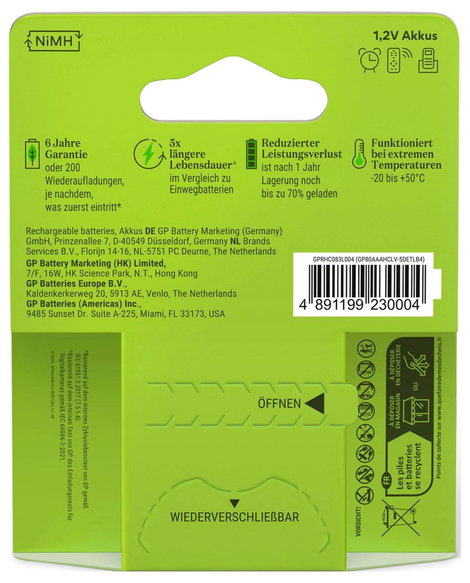 GP Recharge Mikroakku NiMH 800 mAh 1.2 V 4 db 3. kép