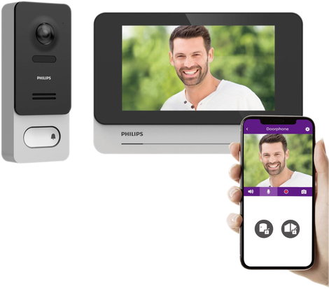 Philips WelcomeEye Wireless Videó kaputelefon Bluetooth™, WLAN Komplett készlet Fekete/szürke, Alumí