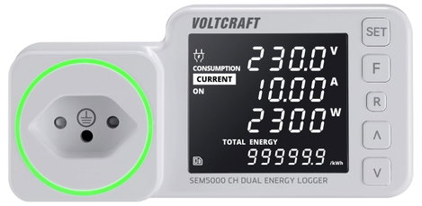 VOLTCRAFT SEM5000 CH DUAL Energiafogyasztás mérő Költség előrejelzés, Riasztó funkció, Beállítható á 2. kép