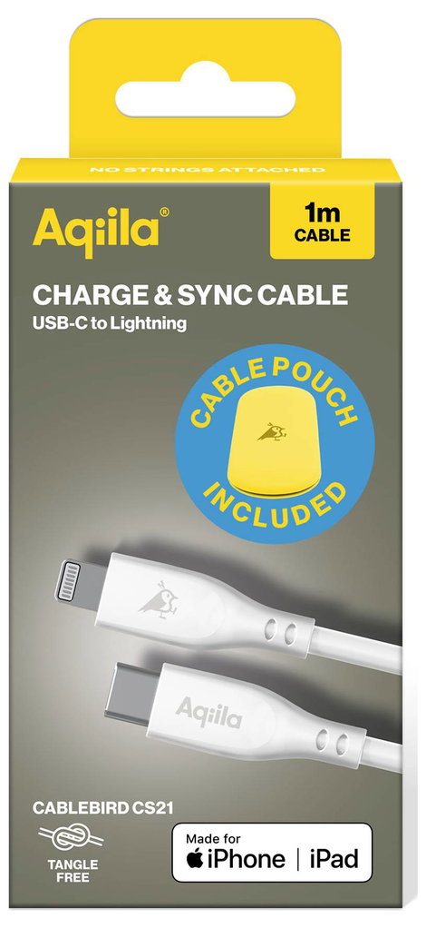 Aqiila USB C kábel USB 2.0 Apple Lightning dugó 1 m Fehér AQCBPBIC3SI836 2. kép