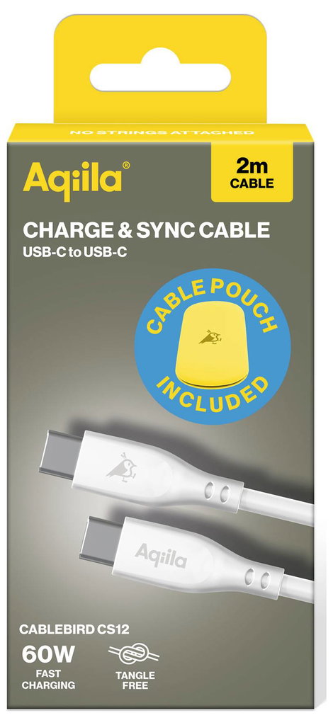 Aqiila USB C kábel USB 2.0 USB-C® dugó 2 m Fehér AQCBPBIC2SI829 2. kép