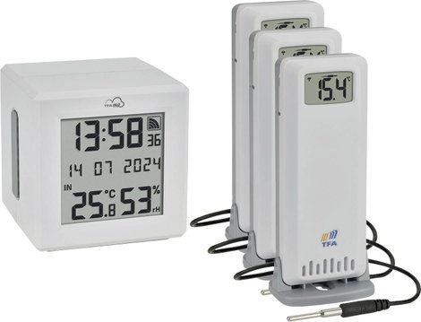 TFA Dostmann TFA.me Starter Set WLAN Gateway ID-01 mit 3 Sendern ID-A3 Vezeték nélküli digitális hőm
