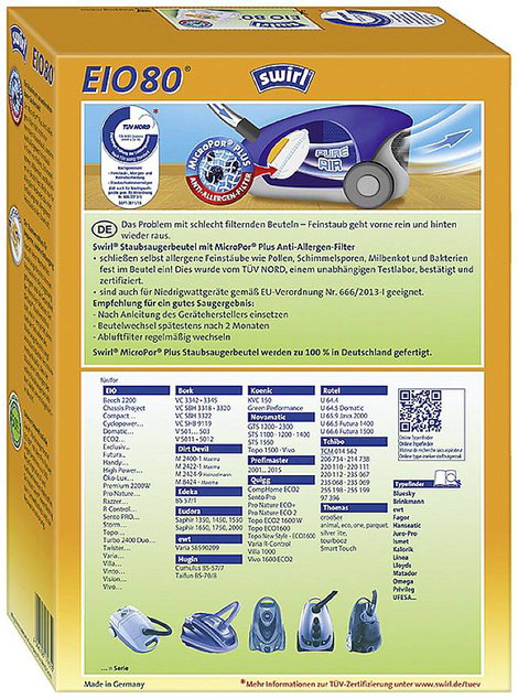 Porszívó zsák Swirl EIO80 Airspace 4 db 2. kép