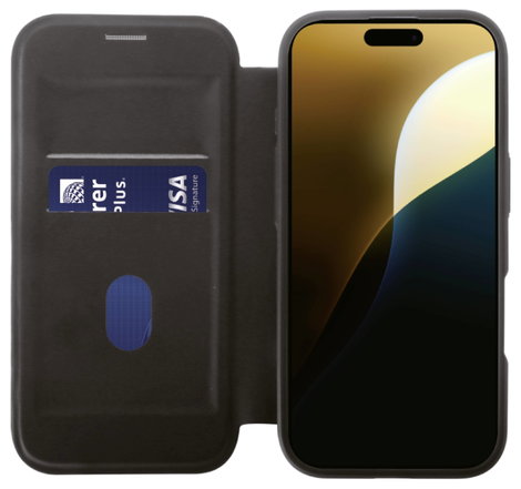 Vivanco MAG PREMIUM Booklet Apple iPhone 16 Pro Max Fekete Induktív töltés, Homoktömör, Fröccsenő ví 2. kép
