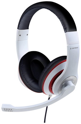 Gembird Over Ear headset Vezetékes Fehér, Fekete, Piros Hangerő szabályozás, Headset
