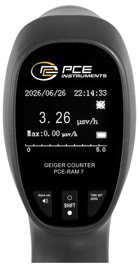 PCE Instruments PCE-RAM 7 Geiger számláló Sugárzás: Gamma, Röntgen, Béta akusztikus riasztás 2. kép