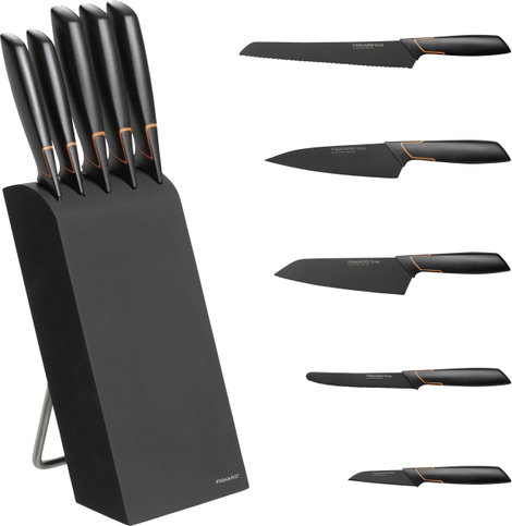 Fiskars 1003099 Éles késblokk 5 késsel Fekete