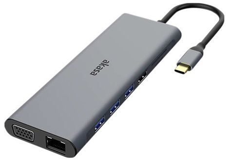 Akasa USB-C® dokkoló állomás USB Type-C 14-In-1 Dock Alkalmas (márka): univerzálny Beépített kártyao