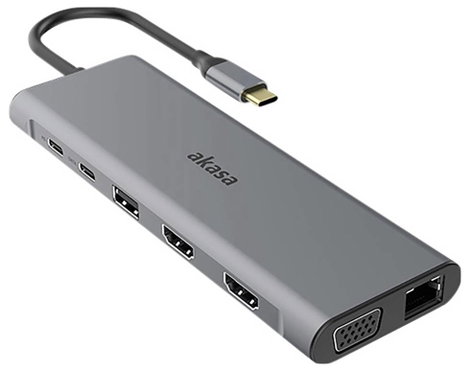 Akasa USB-C® dokkoló állomás USB Type-C 14-In-1 Dock Alkalmas (márka): univerzálny Beépített kártyao 2. kép