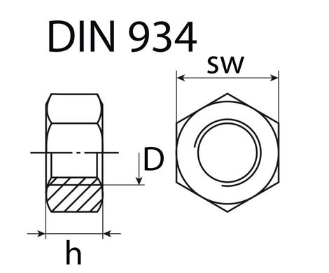 SWG Hox 317319 Anya M3 DIN 934 Acél Cinkezett 500 db 2. kép