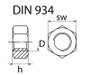 SWG Hox 317319 Anya M3 DIN 934 Acél Cinkezett 500 db 2. bélyegkép