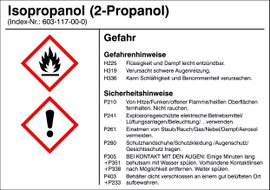 SafetyMarking 21.B1200.11 Veszélyes anyag etikett G011 Izopropanol (2-propanol) Öntapadó fólia (Sz x