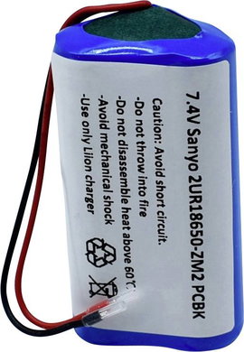 Sanyo 2/UR18650-ZM2 PCBK Speciális akku 18650 Kábel Lítiumion 7.4 V 2420 mAh