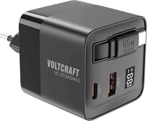 VOLTCRAFT UC-2C1A65W02 USB-s töltőkészülék Kimeneti áram (max.) 3 A USB-C®, USB-A Kimenetek száma: 3