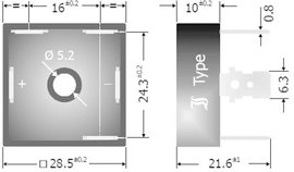 3 fázisú hídegyenirányító, ház típus: műanyag, névleges áram 25 A , U(RRM) 1600 V, DB25 Diotec DB25-