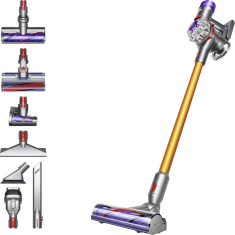 dyson V8 Absolute Silber-Gelb 476547-01 Akkus Zyklon porszívó 21.6 V töltővel, Ciklon technika, Akku