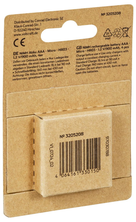 VOLTCRAFT VC-16026040 Mikroakku NiMH 900 mAh 1.2 V 4 db 4. kép
