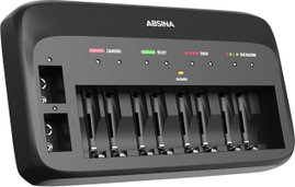 Absina 301003 Gyorstöltő NiMH, NiCd 9 V-os, Mikro (AAA), Ceruza (AA)
