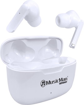 Music Man BT-X63 In Ear headset Bluetooth® Stereo Fehér Headset, Töltőtok, Érintéses vezérlés