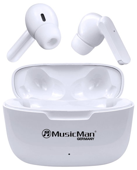 Music Man BT-X63 In Ear headset Bluetooth® Stereo Fehér Headset, Töltőtok, Érintéses vezérlés 3. kép