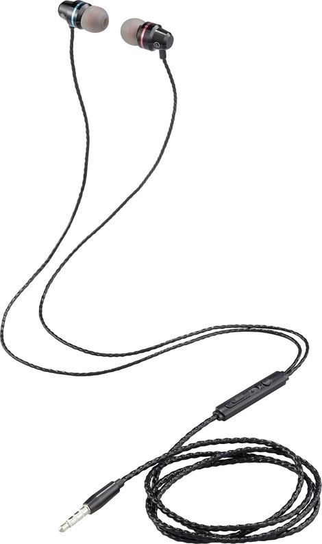Renkforce RF-IE-JH01 Telefon In Ear headset Vezetékes Fekete (fémes) Távirányító