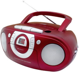 soundmaster SCD5100RO CD-s rádió URH CD, AUX, Kazetta, URH Sötétpiros