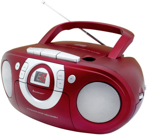 soundmaster SCD5100RO CD-s rádió URH CD, AUX, Kazetta, URH Sötétpiros