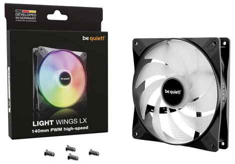 BeQuiet LIGHT WINGS LX 140mm PWM high-speed Számítógépház ventilátor Fekete (Sz x Ma x Mé) 140 x 140 5. kép