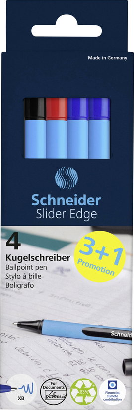 Schneider Schreibgeräte 1 db Kugelschreiber Slider Edge XB 4er Kartonetui, 3+1 Aktion 152271 Golyóst