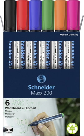 Schneider Schreibgeräte Whiteboard-Marker Maxx 290 6er Set sortiert, 5+1 Aktion 129096 Táblafilc 1 d