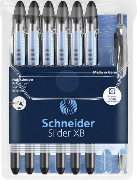 Schneider Schreibgeräte 1 db Kugelschreiber Slider Basic XB Rave 6er Etui + Slider Rave XB schwarz 1